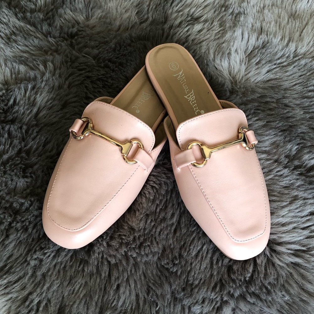 Best Sellers✨Blush Mules with Gold Horsebit